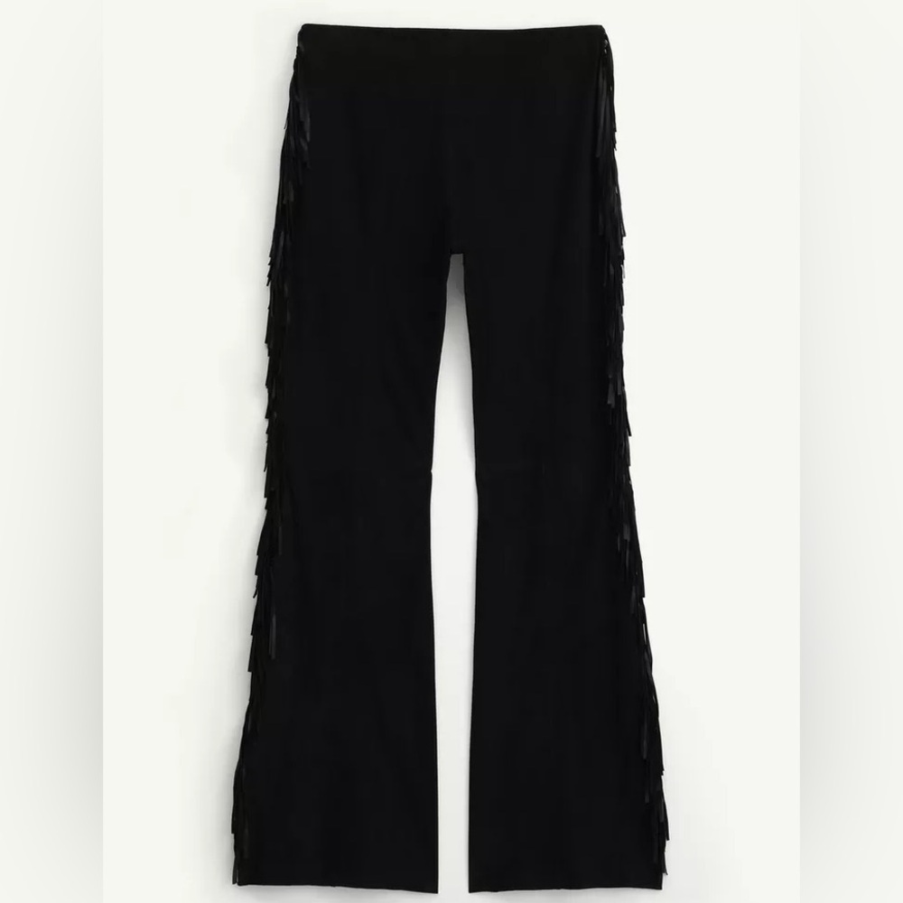 NWT ZARA LIMITED EDITION 100% SUEDE FRINGE PANTS - Picture 6 of 8